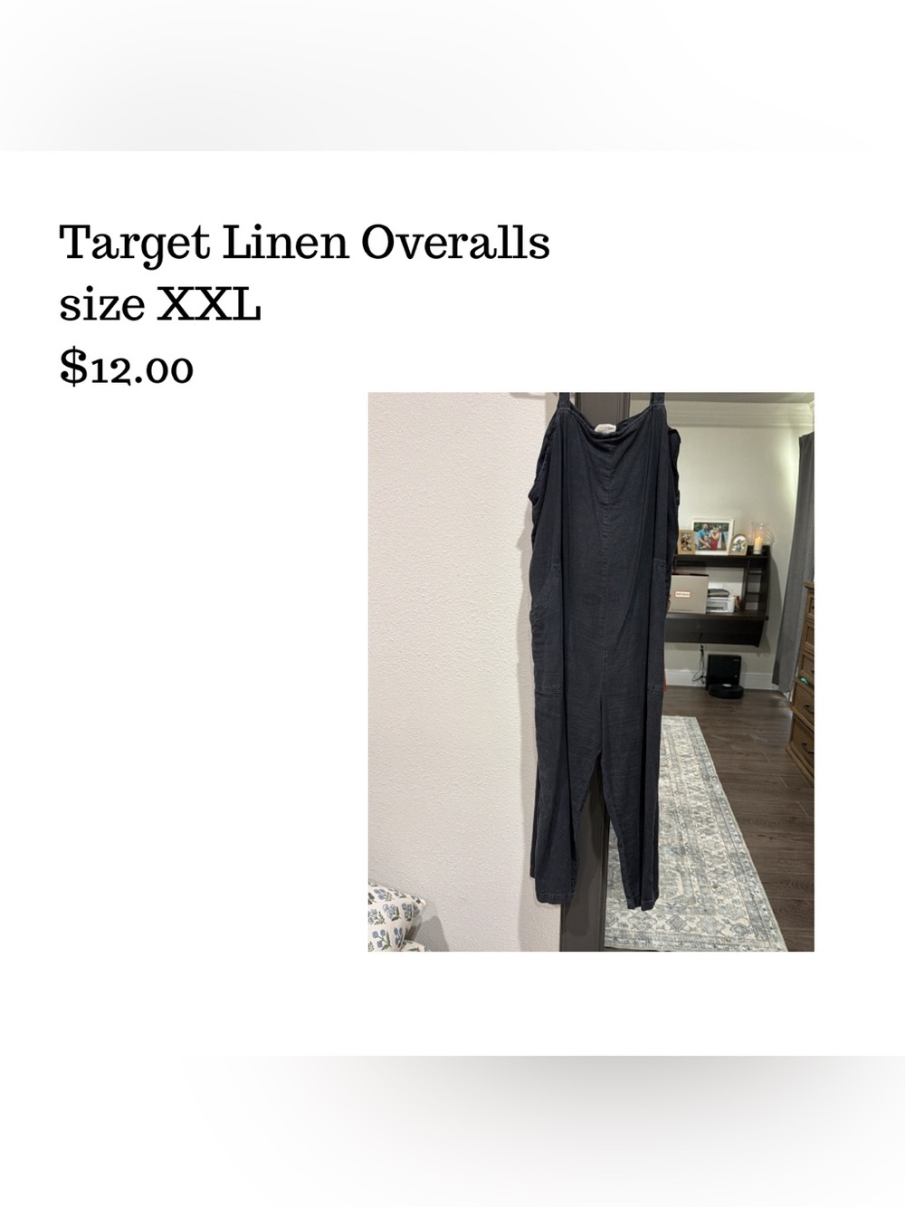 Target Black Linen Ankle-Length Overalls